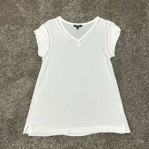 Buffalo david bitton small semi-sheer white v-neck boho blouse women’s blouse